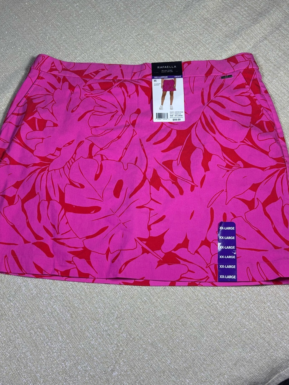 Rafaella XXL Pink Floral Skirt built in short Golf Tennis Athleisure NWT Pockets